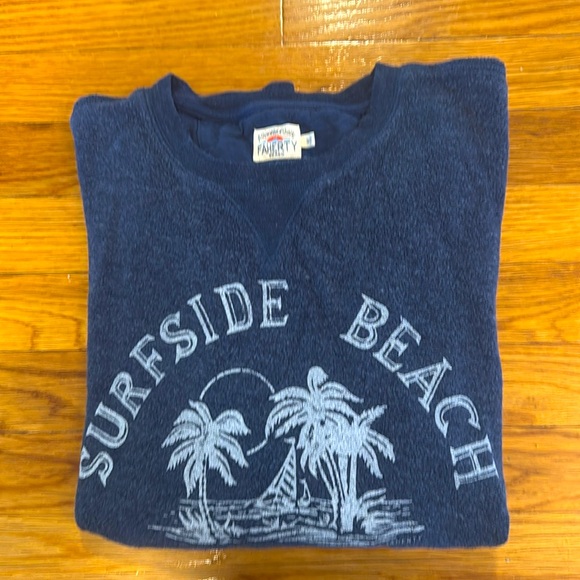 Faherty Blue Crewneck Sweater with Surfside Beach Graphic - Medium - Picture 3 of 8